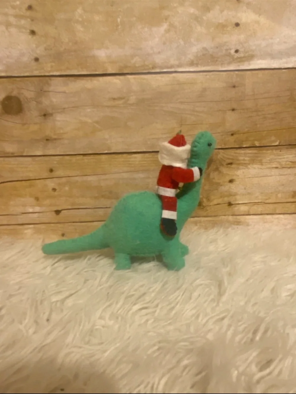 Christmas  Felt Santa riding Dinosaur Felt Ornament